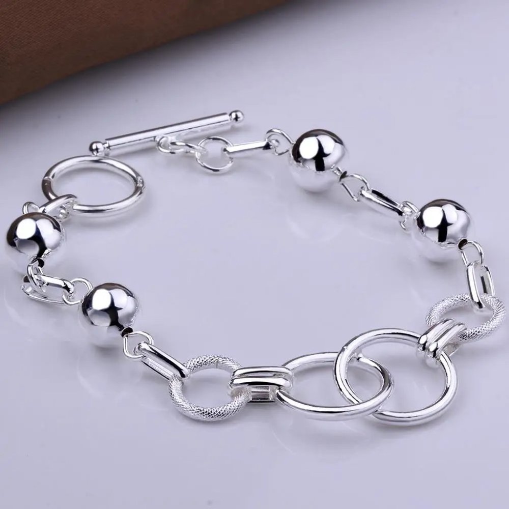 Gorgeous Circles & Beads w/Toggle 7.5 Inch Long Bracelet - Picture 4 of 6